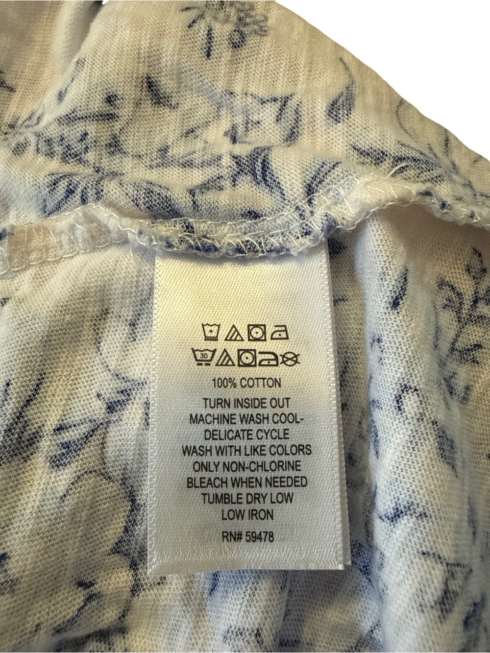 Laura Ashley White and Blue Floral V-Neck Long Sleeve Top - Picture 4 of 4